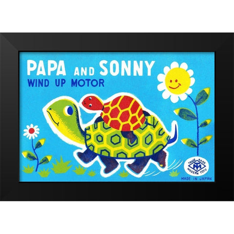 Papa and Sonny Black Modern Wood Framed Art Print by Retrobot