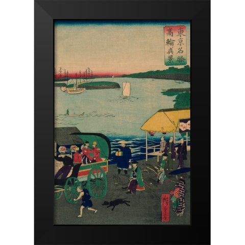 Famous places in Tokyo: real view of Takanawa #3 Black Modern Wood Framed Art Print by Hiroshige, Utagawa