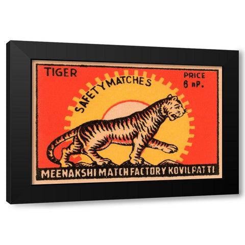 Tiger Safety Matches Black Modern Wood Framed Art Print by Phillumenart