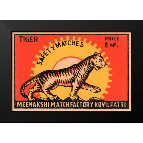 Tiger Safety Matches Black Modern Wood Framed Art Print by Phillumenart