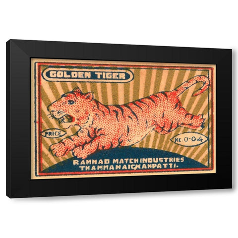 Golden Tiger Black Modern Wood Framed Art Print by Unknown