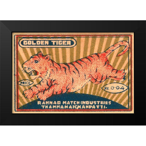 Golden Tiger Black Modern Wood Framed Art Print by Unknown
