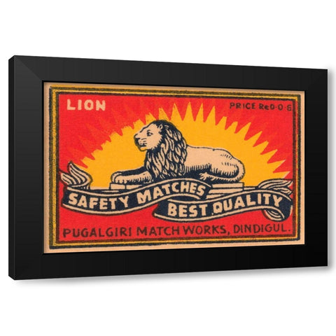Lion Safety Matches Best Quality Black Modern Wood Framed Art Print by Phillumenart