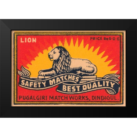 Lion Safety Matches Best Quality Black Modern Wood Framed Art Print by Phillumenart
