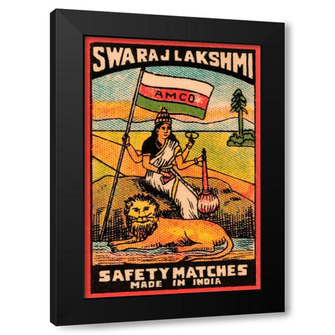 Swaraj Lakshmi Safety Matches Black Modern Wood Framed Art Print by Phillumenart