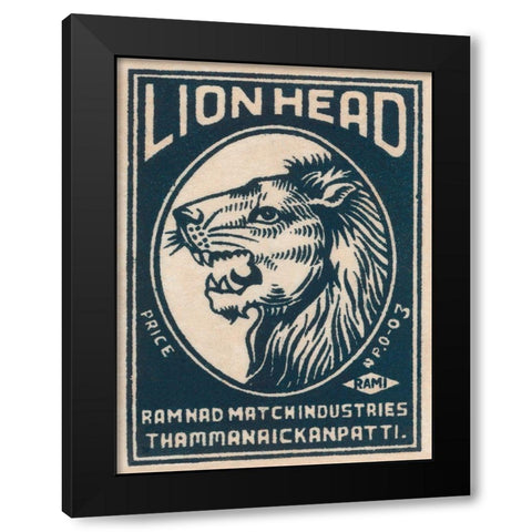 Lion Head Black Modern Wood Framed Art Print by Phillumenart