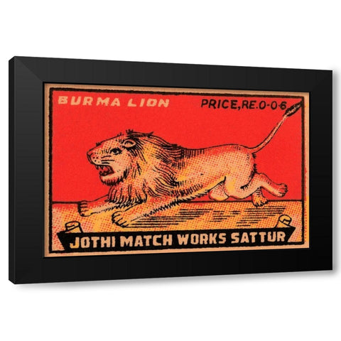 Burma Lion Black Modern Wood Framed Art Print by Phillumenart