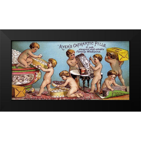 Ayers Cathartic Pills Black Modern Wood Framed Art Print by Advertisement