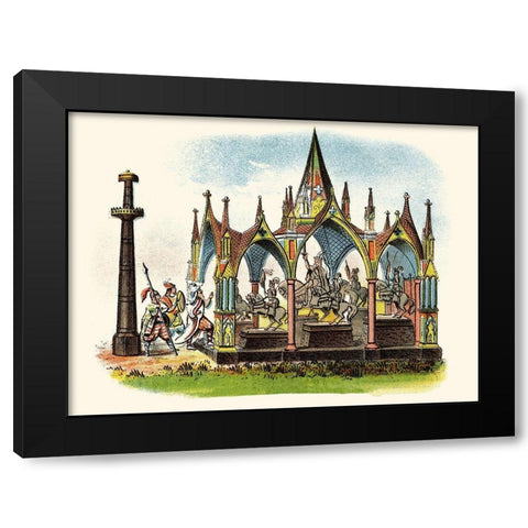 The Seven Silver Statues Black Modern Wood Framed Art Print with Double Matting by Unknown
