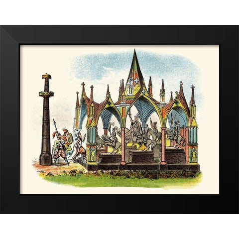 The Seven Silver Statues Black Modern Wood Framed Art Print by Unknown