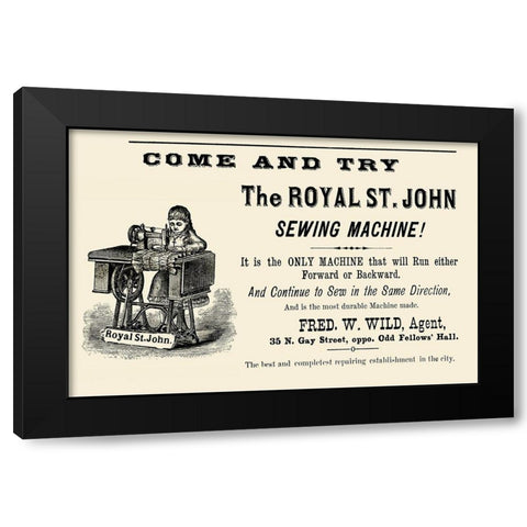The Royal St. John Sewing Machine Black Modern Wood Framed Art Print with Double Matting by Unknown