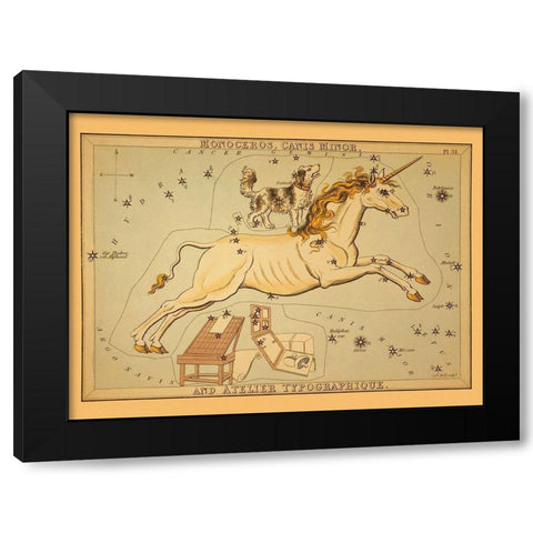 Monoceros, Canis Minor, and Atelier Typographique Black Modern Wood Framed Art Print with Double Matting by Aspin, Jehoshaphat