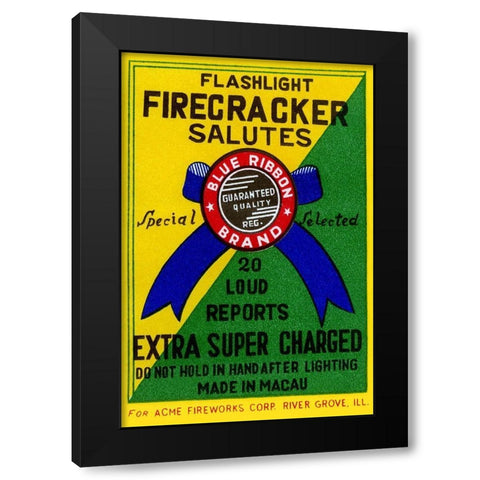 Flashlight Firecracker Salutes - Blue Ribbon Brand Black Modern Wood Framed Art Print with Double Matting by Unknown