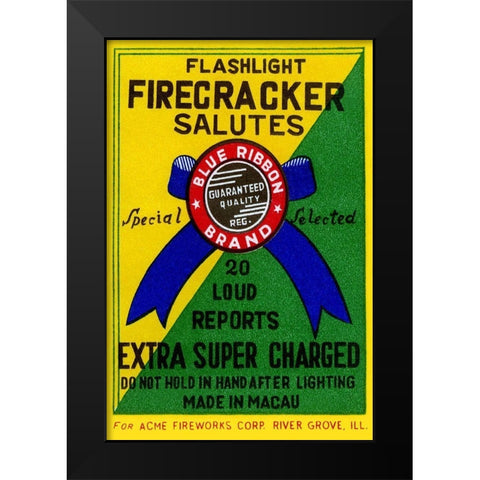 Flashlight Firecracker Salutes - Blue Ribbon Brand Black Modern Wood Framed Art Print by Unknown
