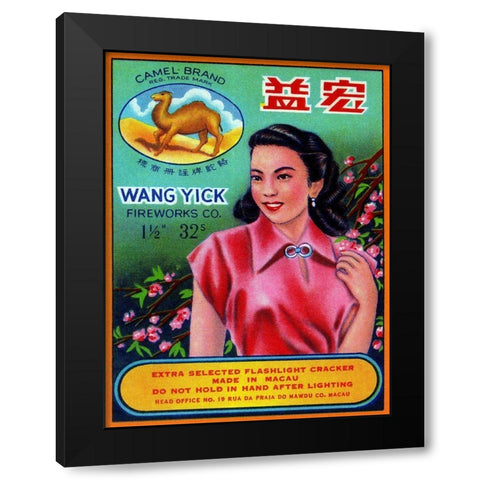 Wang Yick Fireworks Black Modern Wood Framed Art Print with Double Matting by Unknown