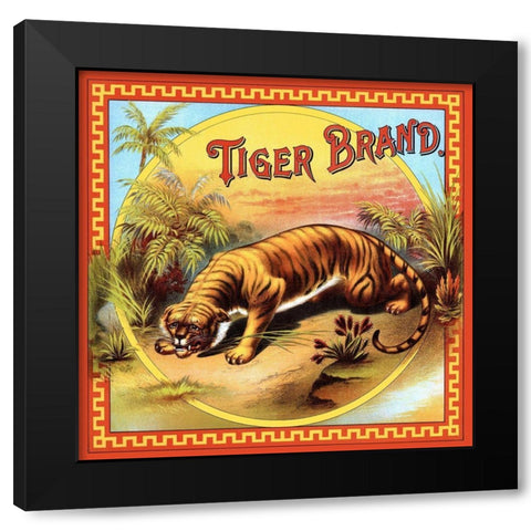 Tiger Brand Tobacco Label Black Modern Wood Framed Art Print with Double Matting by Unknown