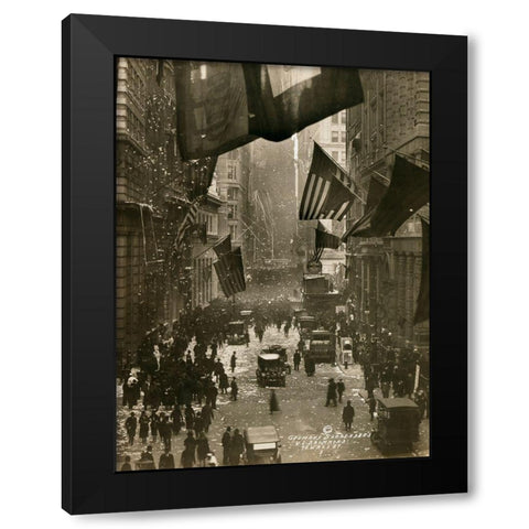 Wall Street Celebration as Germany Surrenders Black Modern Wood Framed Art Print with Double Matting by Unknown