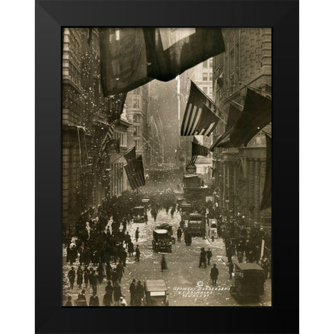 Wall Street Celebration as Germany Surrenders Black Modern Wood Framed Art Print by Unknown