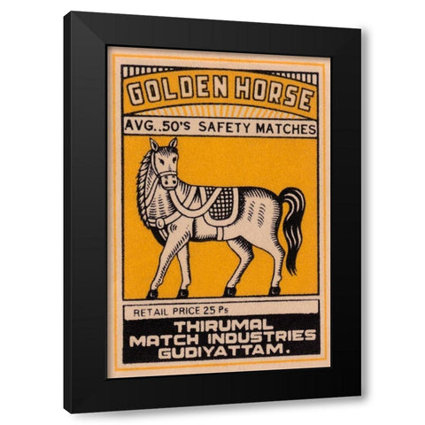 Golden Horse Avg. 50s Safety Matches Black Modern Wood Framed Art Print with Double Matting by Phillumenart