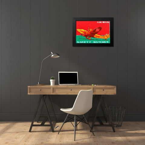 Air Mail Safety Matches Black Modern Wood Framed Art Print by Unknown