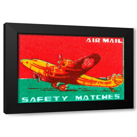 Air Mail Safety Matches Black Modern Wood Framed Art Print by Unknown
