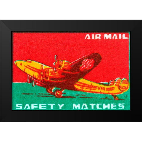Air Mail Safety Matches Black Modern Wood Framed Art Print by Unknown