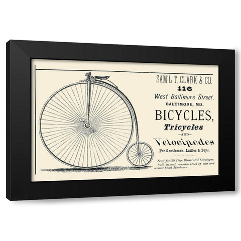 Bicycles, Tricycles, and Velocipedes Black Modern Wood Framed Art Print by Unknown