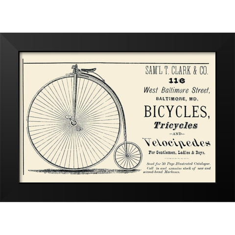 Bicycles, Tricycles, and Velocipedes Black Modern Wood Framed Art Print by Unknown