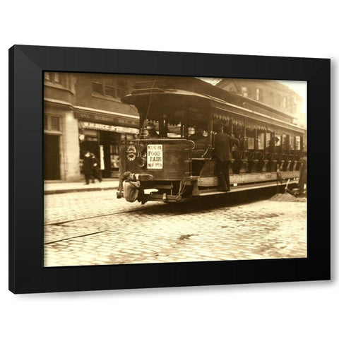 Flipping Cars. Location: Boston, Massachusetts. Black Modern Wood Framed Art Print with Double Matting by Unknown