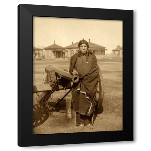 Oglala Sioux Plenty Horse Next to Cannon Black Modern Wood Framed Art Print with Double Matting by Grabill, John C.H.