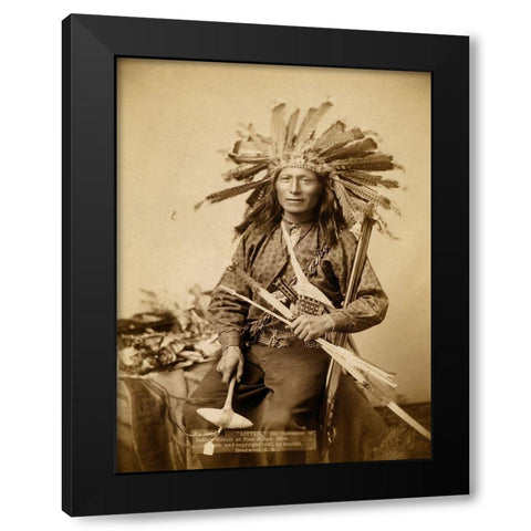 Little, the instigator of Indian Revolt at Pine Ridge, 1890 I Black Modern Wood Framed Art Print by Grabill, John C.H.