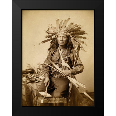 Little, the instigator of Indian Revolt at Pine Ridge, 1890 I Black Modern Wood Framed Art Print by Grabill, John C.H.