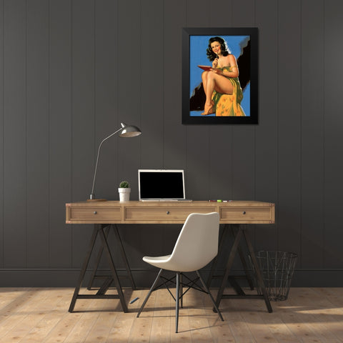 Drawing Looks Black Modern Wood Framed Art Print by Unknown
