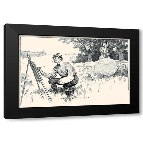 Wasting Time Black Modern Wood Framed Art Print by Gibson, Charles Dana