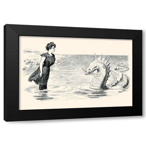 No Wonder The Sea Serpent Frequents our Coast Black Modern Wood Framed Art Print with Double Matting by Gibson, Charles Dana