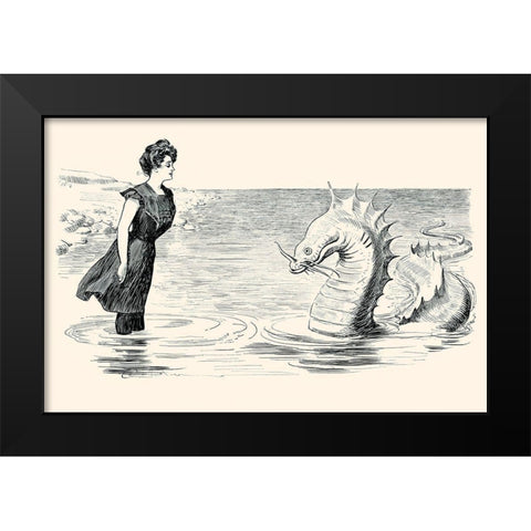 No Wonder The Sea Serpent Frequents our Coast Black Modern Wood Framed Art Print by Gibson, Charles Dana
