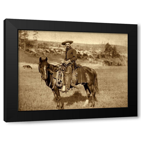 Cow Boy Black Modern Wood Framed Art Print by Grabill, John C.H.