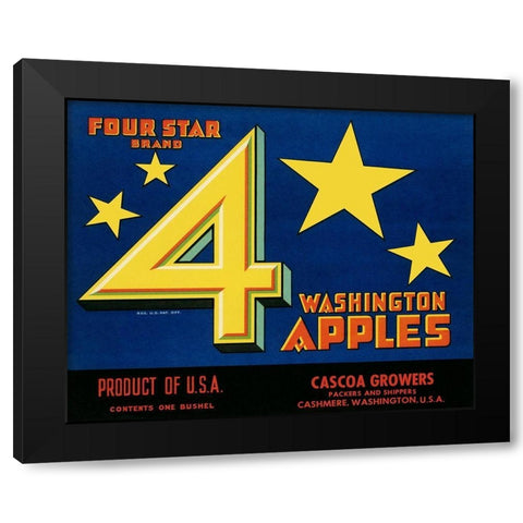 Four Star Brand Washington Apples Black Modern Wood Framed Art Print with Double Matting by Unknown