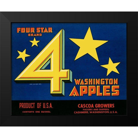 Four Star Brand Washington Apples Black Modern Wood Framed Art Print by Unknown