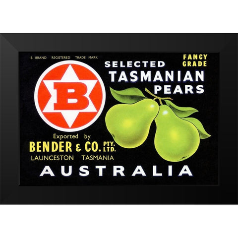 Bender and Co. Selected Tasmanian Pears Black Modern Wood Framed Art Print by Unknown