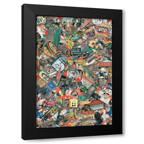 Cast Iron Mechanical Banks 2 Black Modern Wood Framed Art Print by Jones, Bill