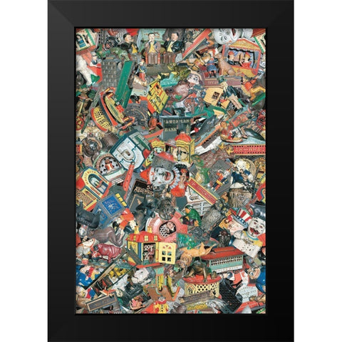 Cast Iron Mechanical Banks 2 Black Modern Wood Framed Art Print by Jones, Bill