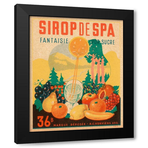 Sirop de Spa Black Modern Wood Framed Art Print by Vintage Booze Labels