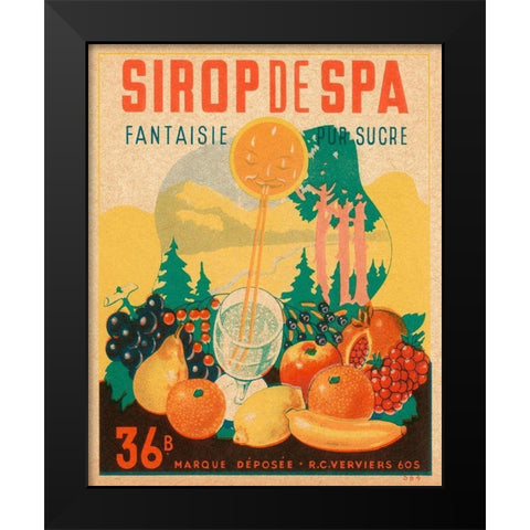 Sirop de Spa Black Modern Wood Framed Art Print by Vintage Booze Labels