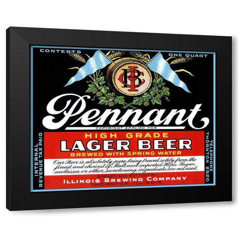 Pennant Lager Beer Black Modern Wood Framed Art Print by Vintage Booze Labels