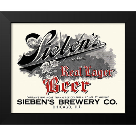 Siebens Real Lager Beer Black Modern Wood Framed Art Print by Vintage Booze Labels