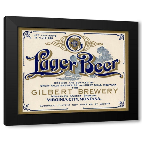Gilbert Brewery Lager Beer Black Modern Wood Framed Art Print with Double Matting by Vintage Booze Labels