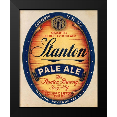 Stanton Pale Ale Beer Black Modern Wood Framed Art Print by Vintage Booze Labels
