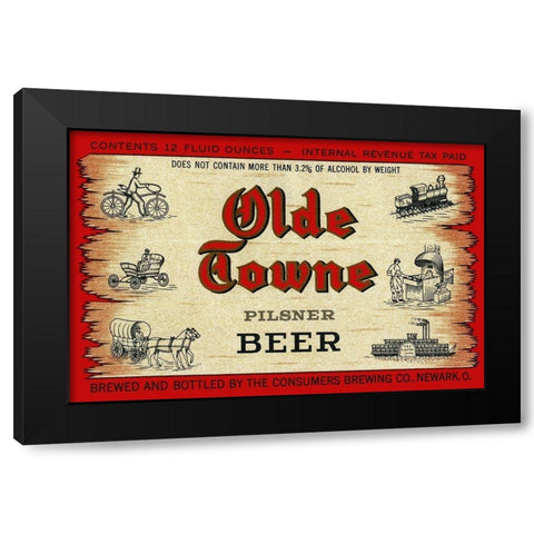 Olde Towne Pilsner Beer Black Modern Wood Framed Art Print by Vintage Booze Labels