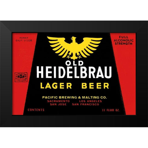 Old Heidelbrau Lager Beer Black Modern Wood Framed Art Print by Vintage Booze Labels